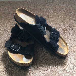 Black Suede Birkenstock Arizona Soft Footbed